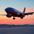 Southwest plane sunset landing