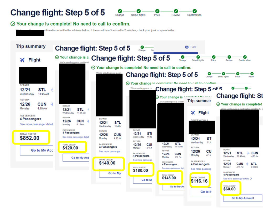 rebooking the same flight 7 times for big savings