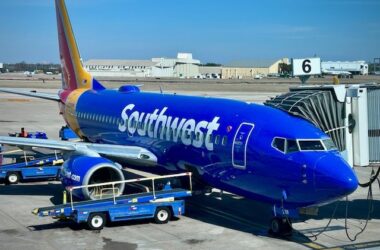 Southwest plane parked at gate