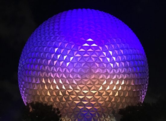 Disney's Epcot center at night