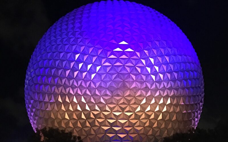 Disney's Epcot center at night
