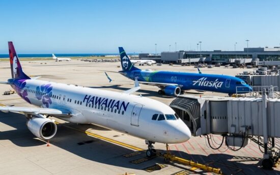Hawaiian and Alaska planes