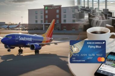 plane, hotel and credit card AI generated image