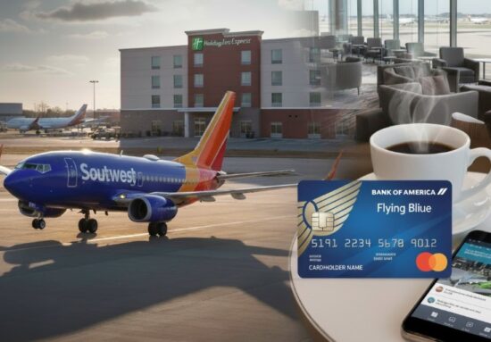 plane, hotel and credit card AI generated image