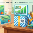 graphic showing a parent's credit score being shared with their child