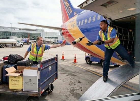 throwing wine into a Southwest plane